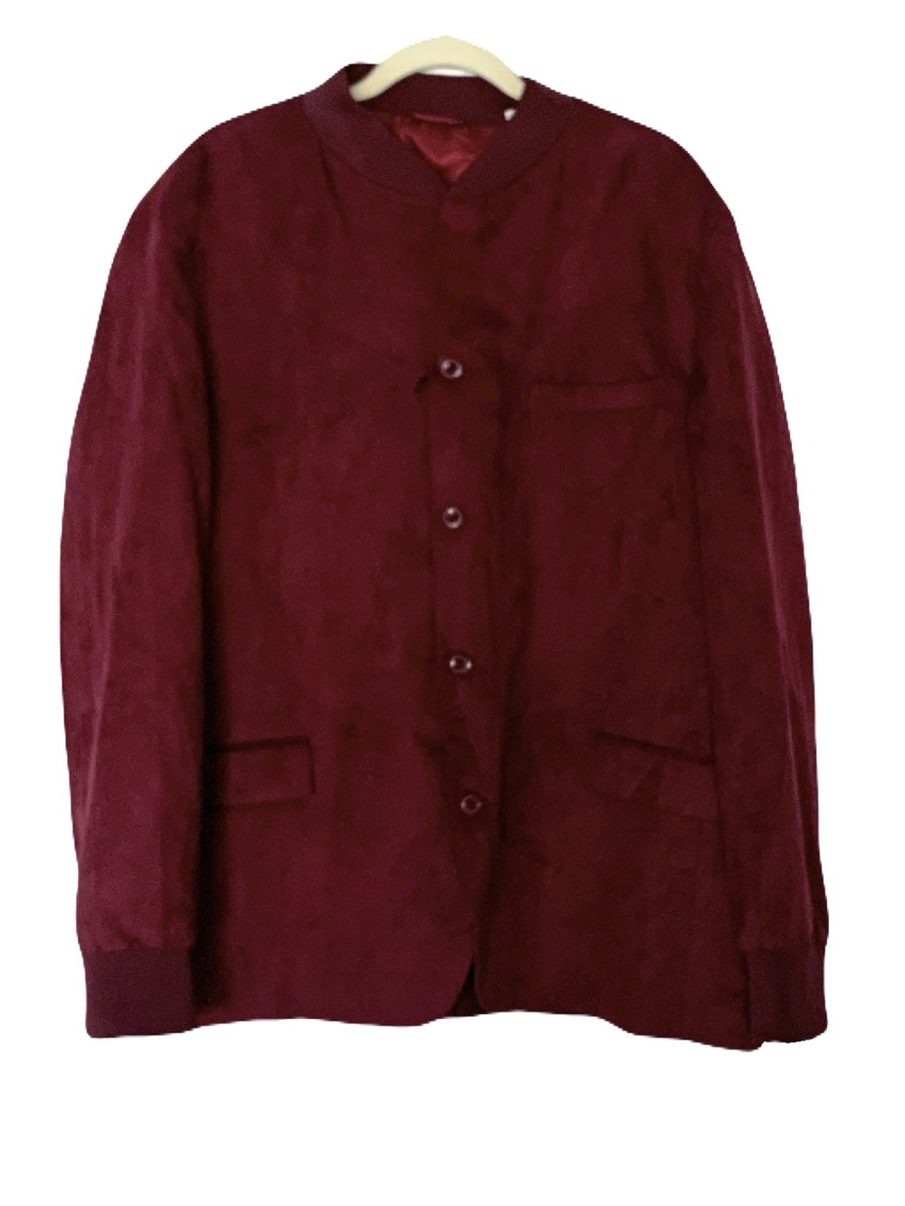 NEW Joseph Abboud Men's XL Microsuede Burgundy Button-Front Jersey Trim Jacket